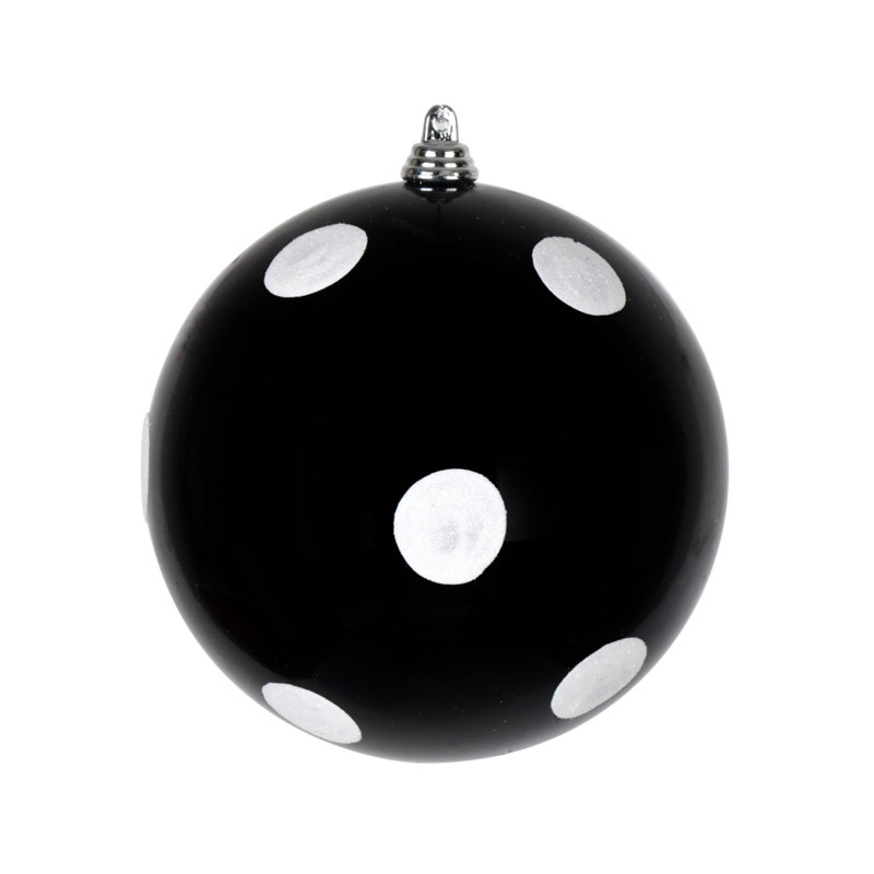 Ornement boule de bonbon avec pois scintillants, Noir, H 4,75 po x l 4,75 po x P 4,75 po