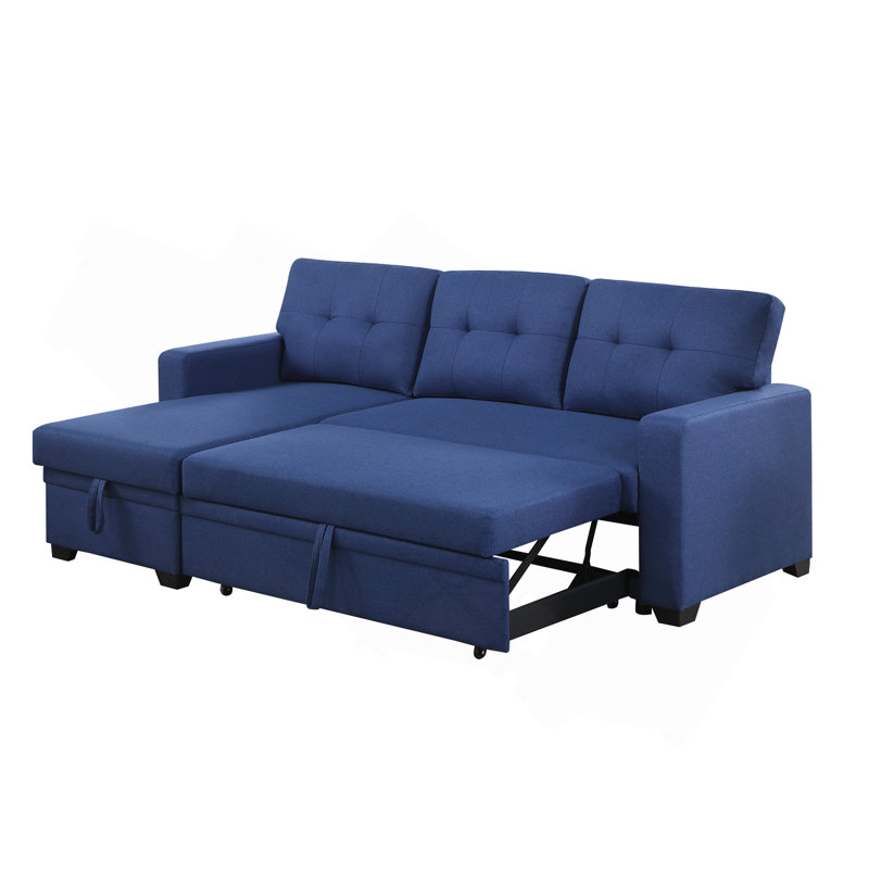 Canapé modulaire convertible rembourré avec méridienne coulissante, Blue