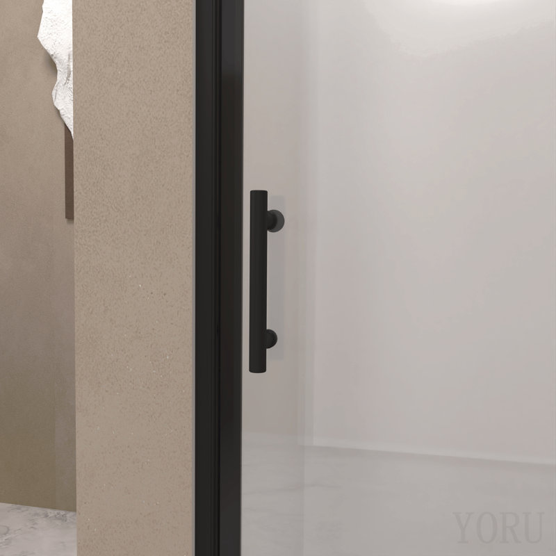 Porte de douche pliante 29-28 "X 72", verre trempé 1/4 "(6mm), cadre en aluminium noir mat, film antidéflagrant