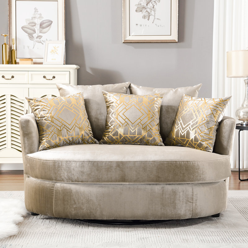 Keir 57.5'' Wide Swivel Loveseat, Champagne