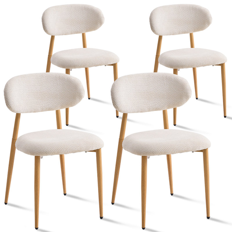 Ensemble de 4 chaises de salle à manger rembourrées Boucle, Light Oak