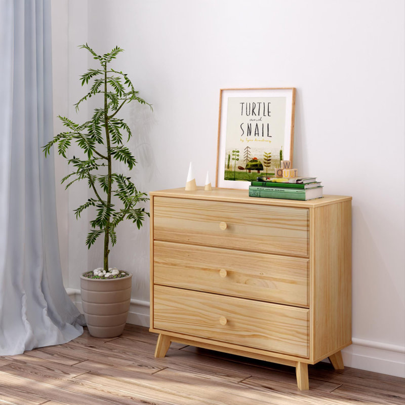 Adrundhati 3 Drawer Solid Wood Dresser, Natural