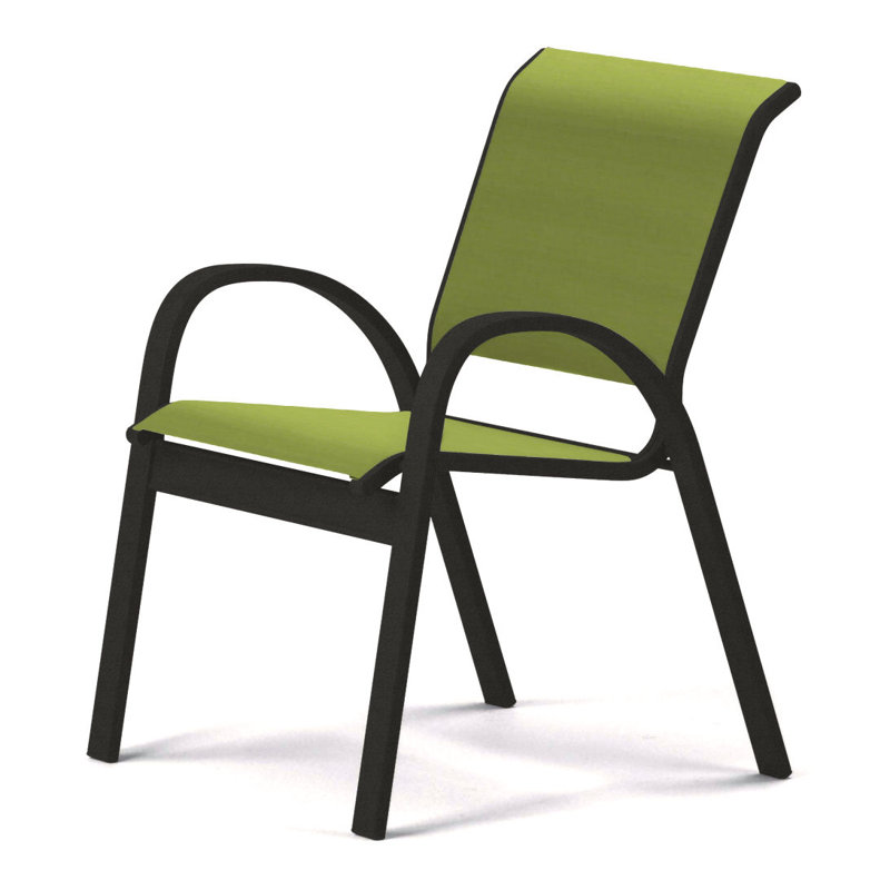 Chaise de patio empilable Hiraku, Lime 38D Sunbrella®, Noir texturé