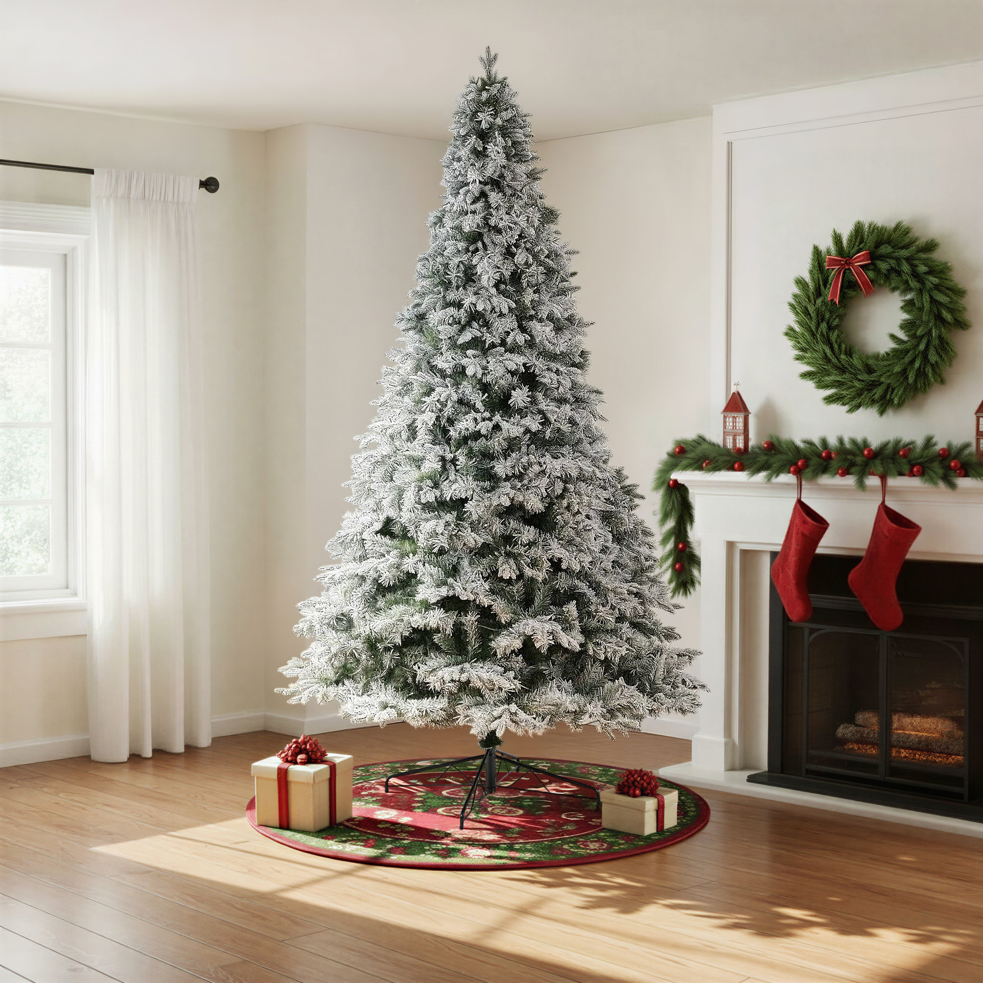 Lighted Artificial Pine Christmas Tree, 10' H