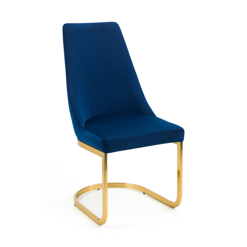 Lula 45cm H Velvet Upholstered Cantilever Chair in Blue, Blue