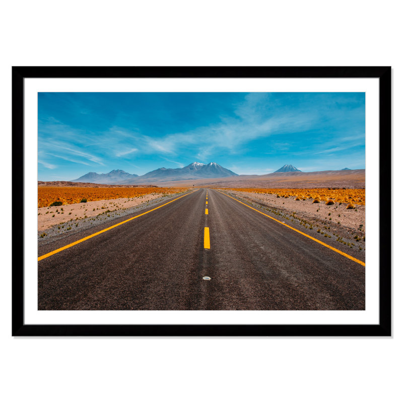 " Road Trip " Print, 35" H x 49" W x 1.25" D, Black Cube Frame, White