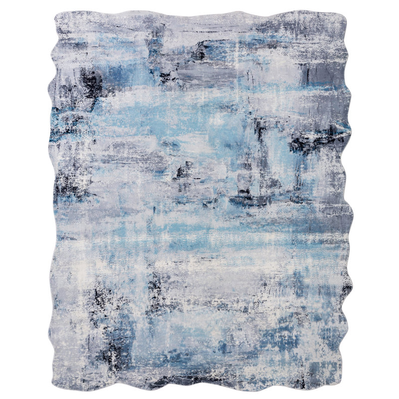 Abstract Area Rug in Blue, Novelty 7'9" x 9'9"