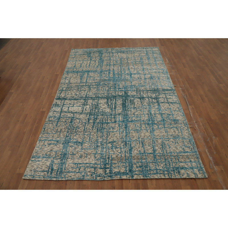 Tapis oriental népalais abstrait en laine 6 x 10