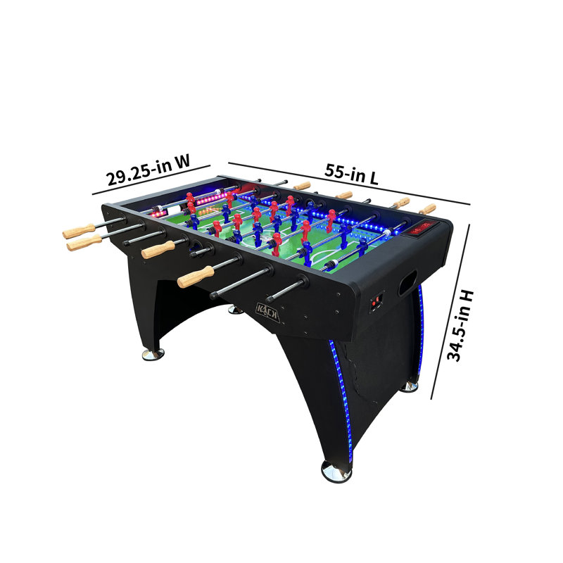 55" Black Stainless Steel Foosball Table with LED Lights