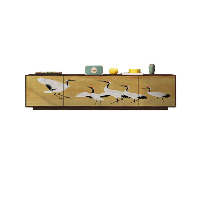 Meuble télé en bois de pin massif, Brun, 78.74"