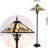Mission Style Tiffany Floor Lamp With Stained Glass Shade, Pull Chain Switch, And Resin Base For Living Room Or Reading Nook