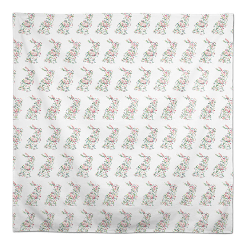 Floral Rabbit Tablecloth, 58" L x 58" W