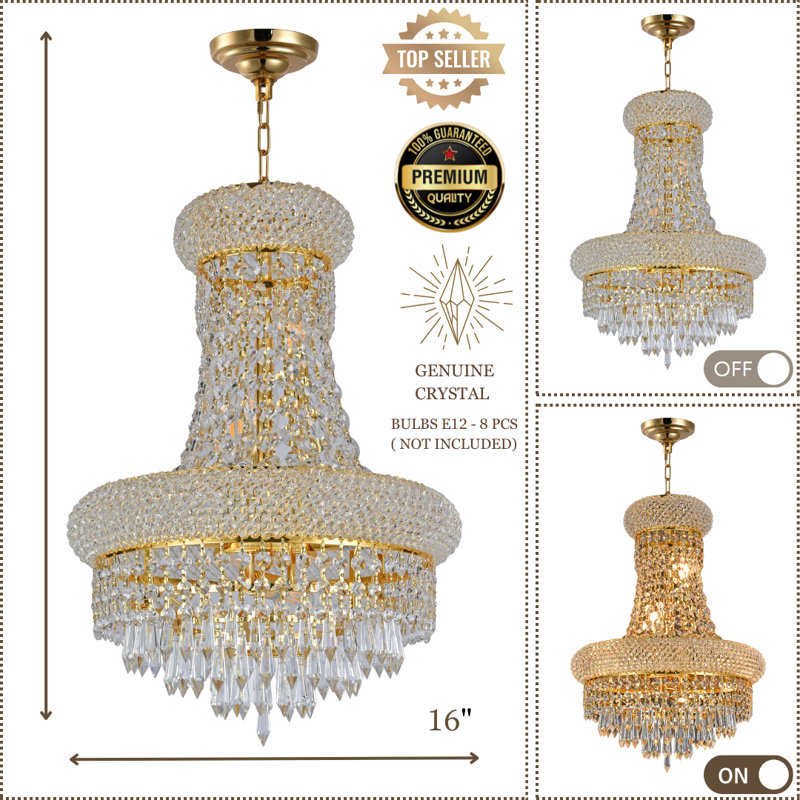 Lustre empire 14 lumières Montrey, Doré, 8