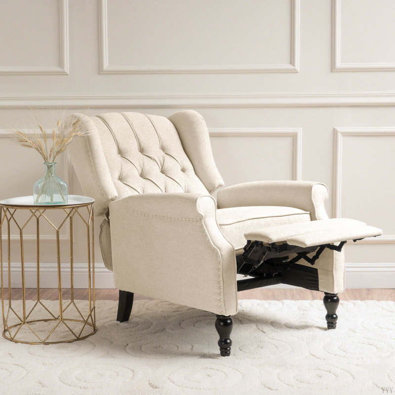 Fauteuil inclinable capitonné en tissu, Beige