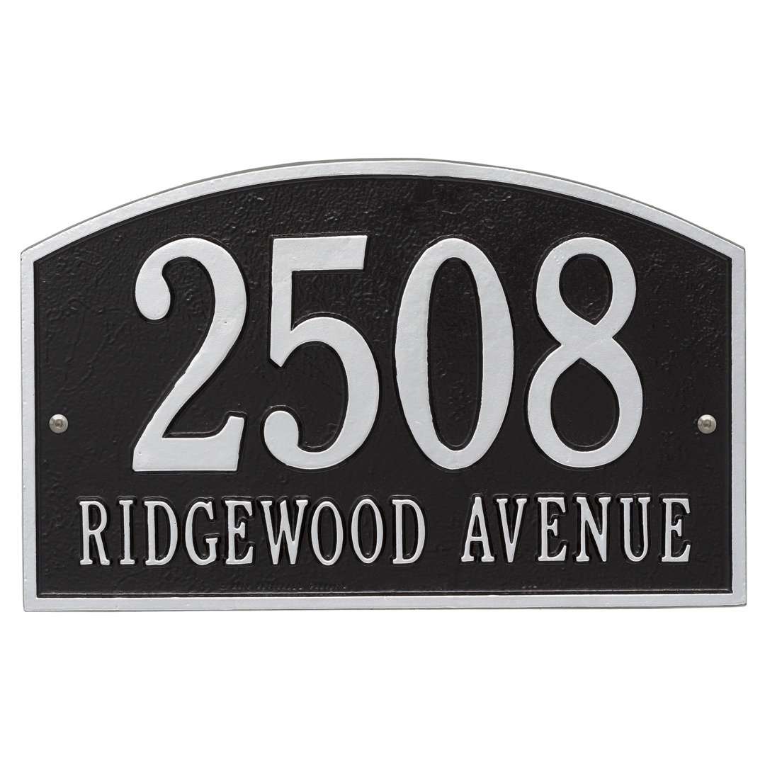 Legacy 2-Line Wall Address Plaque Old Century Forge Background Color: Black / Silver Customize: Yes