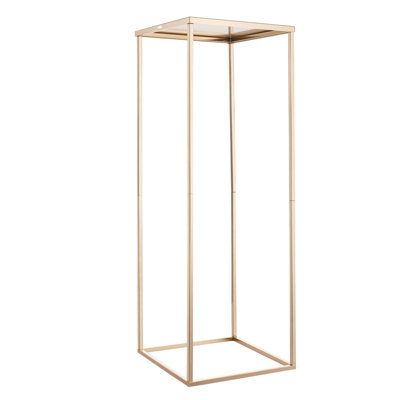 Présentoir à fleurs pour mariage, support à fleurs colonne de 31,5 po, supports floraux avec stratifié en métal, support floral rectangulaire doré pour mariage, fête, anniversaire, maison, centre de table or