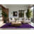 Soft Plush Feliz Halloween Modern & Contemporary Abstract Area Rug in Purple – Navy Binding-1994629166