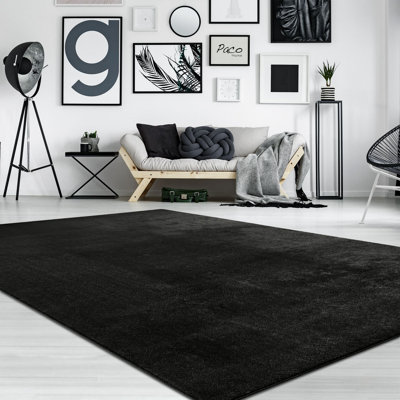 Soft Area Rug Cozy Low-Pile Rug Anti-Slip Solid Color Washable
