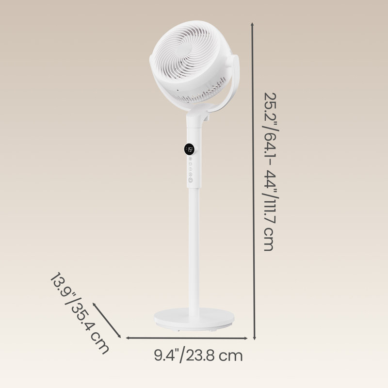 Standing Fan With Remote, 8 Speeds, Quiet Operation, Oscillating Air Circulator For Bedroom, LED Display, Black, White