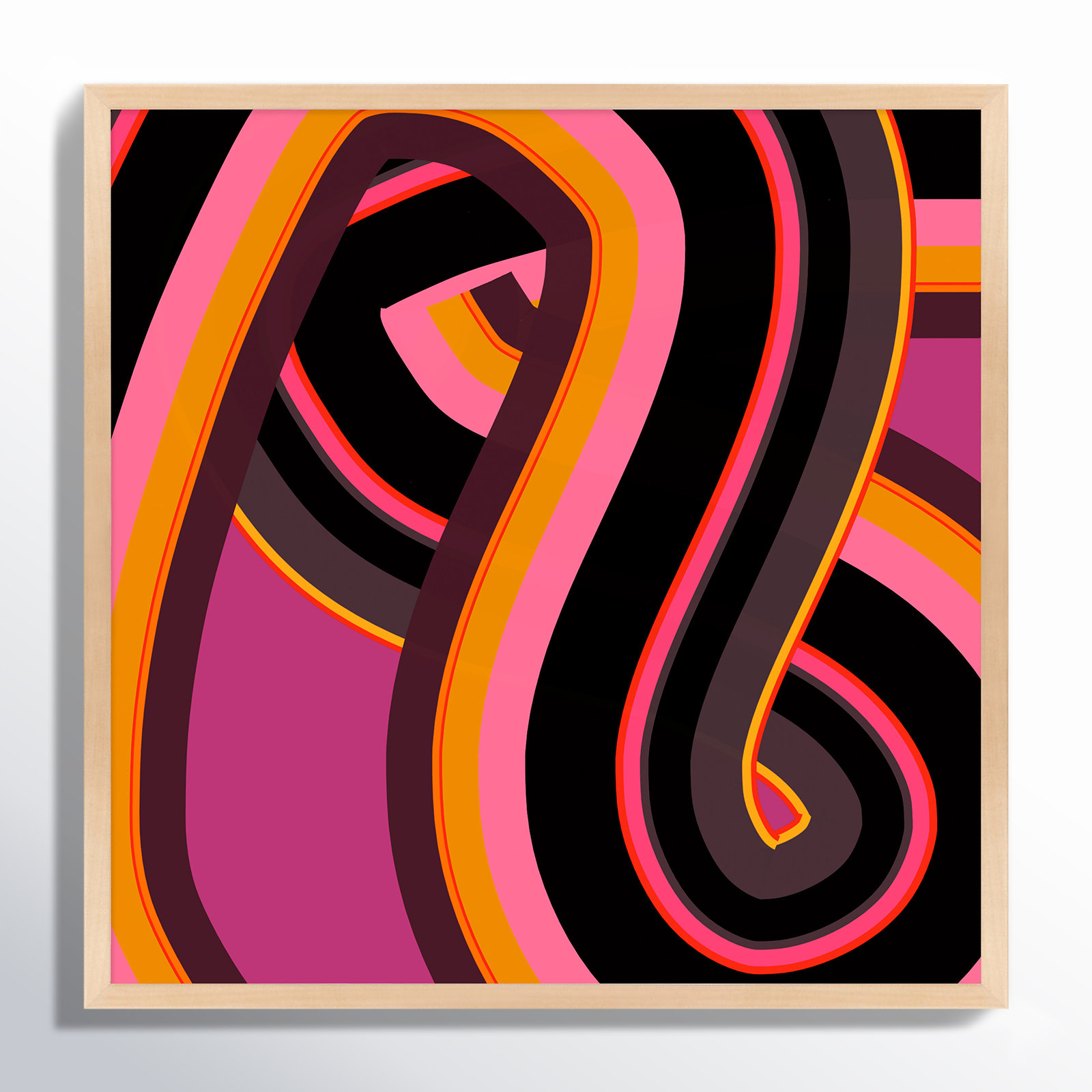 Zackary "Neon Twist" Print by Jacques Pilon, Maple Wood, 24" H x 24" W x 1.25" D