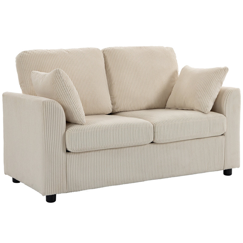 3 Seater Corduroy Sofa, 144cm W - 2 Seater, Beige