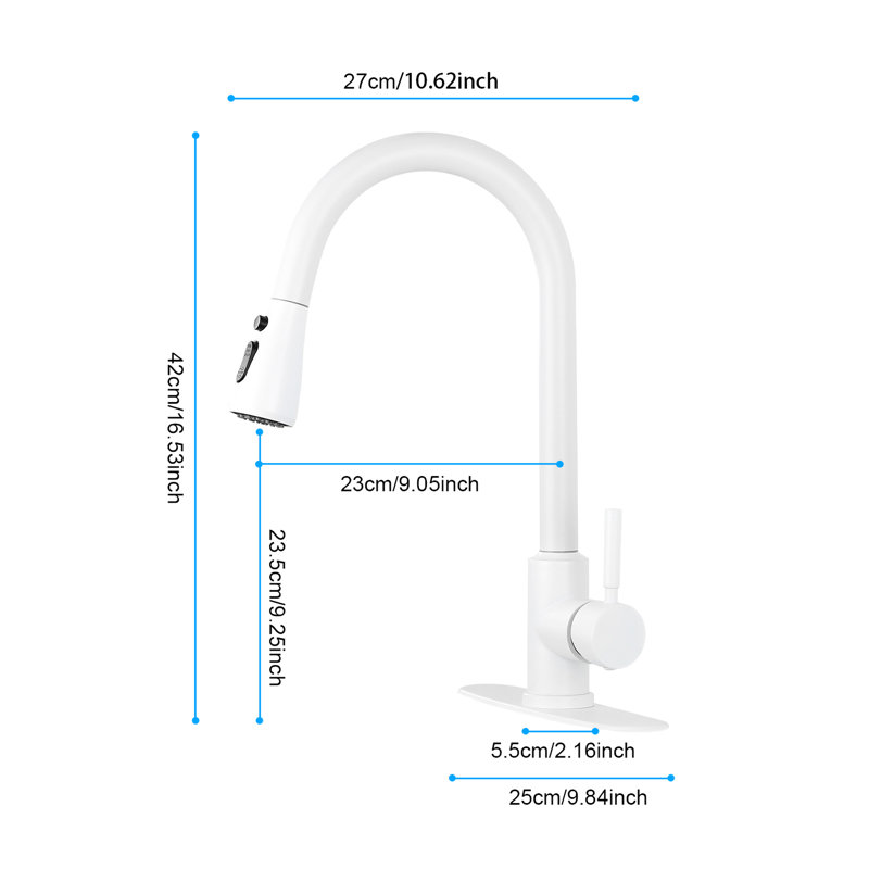 Robinet de cuisine avec douchette extractible - moderne, acier inoxydable, blanc Installation rapide et fonctionnement simple Installation rapide sans tracas, choix précis de contrôle de la température du débit d'eau