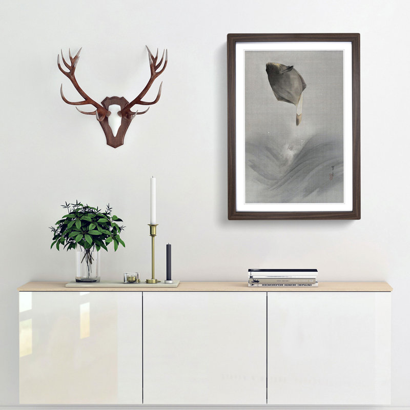 Jumping Fish by Watanabe Seitei - Picture Frame Graphic Art Print, Walnut Framed, 65cm H x 48cm W x 2cm D