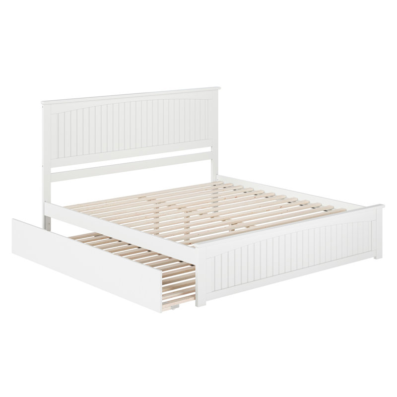  Nantucket Solid Wood Platform Bed with Matching Footboard & Trundle, King, White