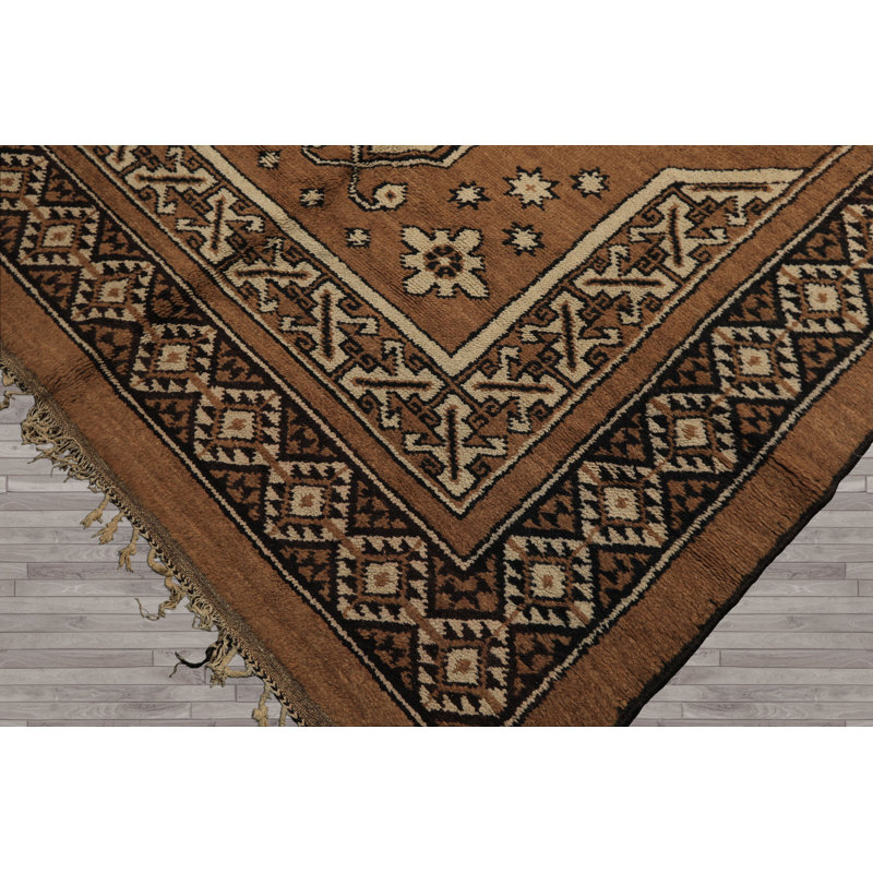 Tapis marocain vintage en laine noué à la main 6 pi 9 po x 9 pi 6 po