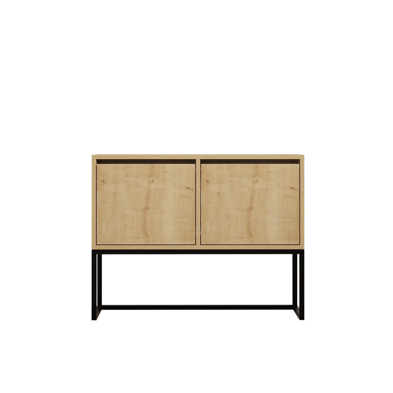 Modern Console Table, Sapphire Color, 35.4 x 27.6 x 13.4 inches | 100% Melamine Coated Particle Board, Thickness: 0.7 inches | Sleek Industrial Design, Perfect for Living Room & Entryway, Stylish & Durable