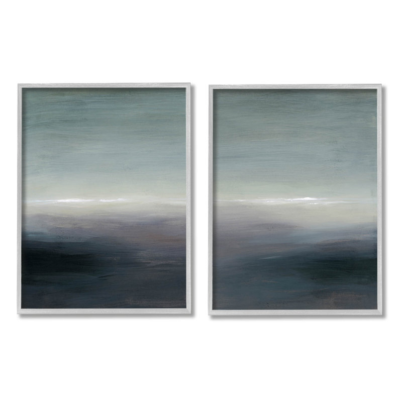 «Dark Horizon Landscape Scene», ensemble de 2 estampes numériques par Grace Popp, H 14 po x l 11 po x P 1,5 po