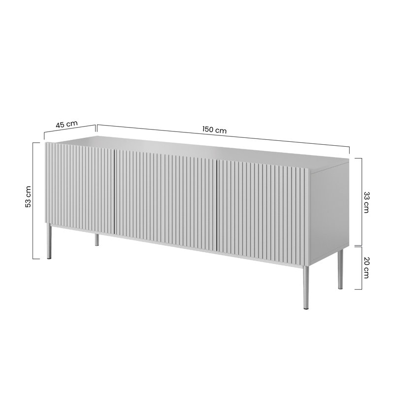 Alivya Unfinished TV Stand for TVs up to 55", White/Gold