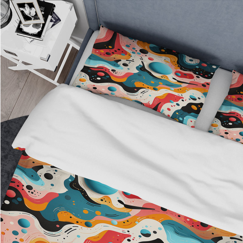 Ensemble de housse de couette multicolore artistique éclectique Storm II, Housse de couette pour très grand lit et 2 très