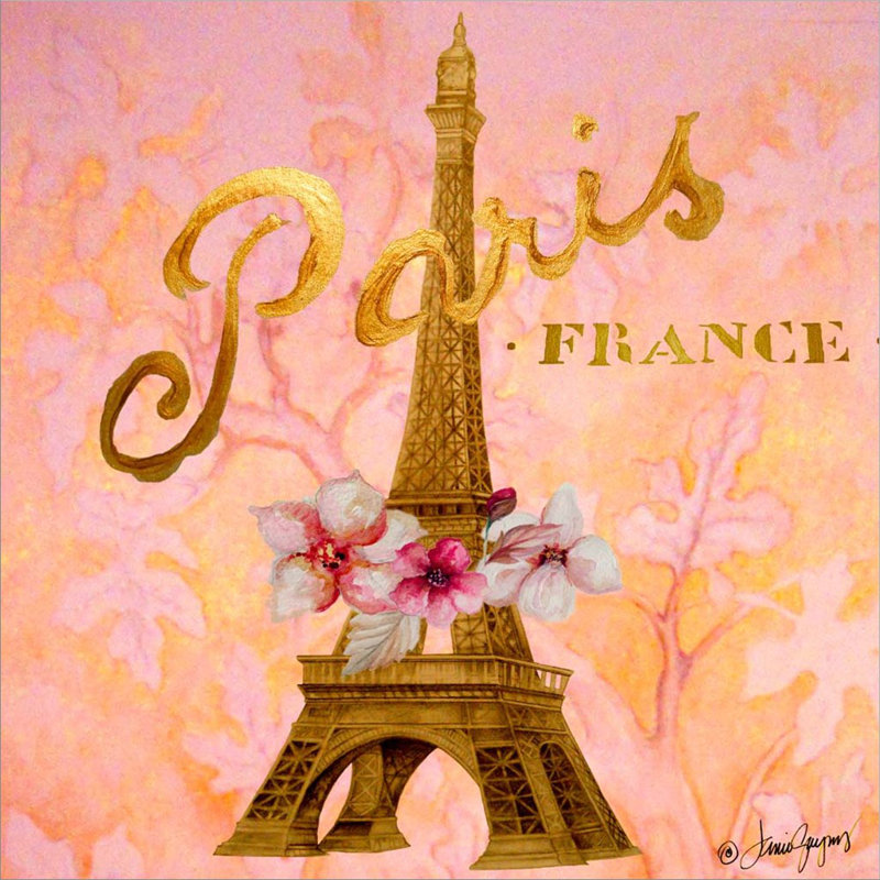 Or Paris Eiffel - reproduction sur toile tendue, H 24 po x l 24 po x P 1,5 po