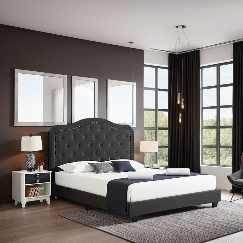 Lit capitonné Luxury Luxury Diamond «DEL intégrée» Revêtement en velours doux?