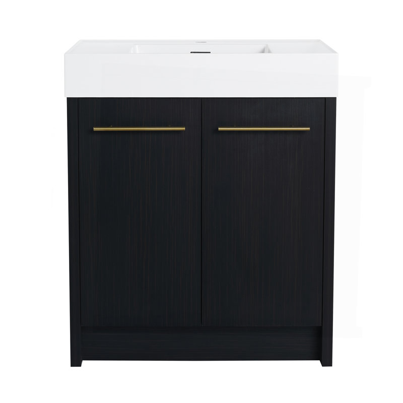 Meuble-lavabo autoportant de 30 po avec lavabo en résine et porte à fermeture douce