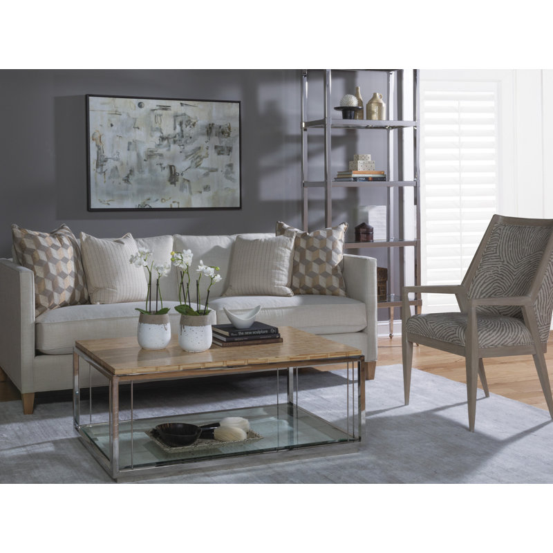 Contemporary Thatch Rectangular Cocktail Table in Gray/Brown