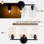 Éclairage pour meuble-lavabo moderne 17,7 po Applique murale noire à 3 lumières avec abat-jour en verre, sans ampoules incluses