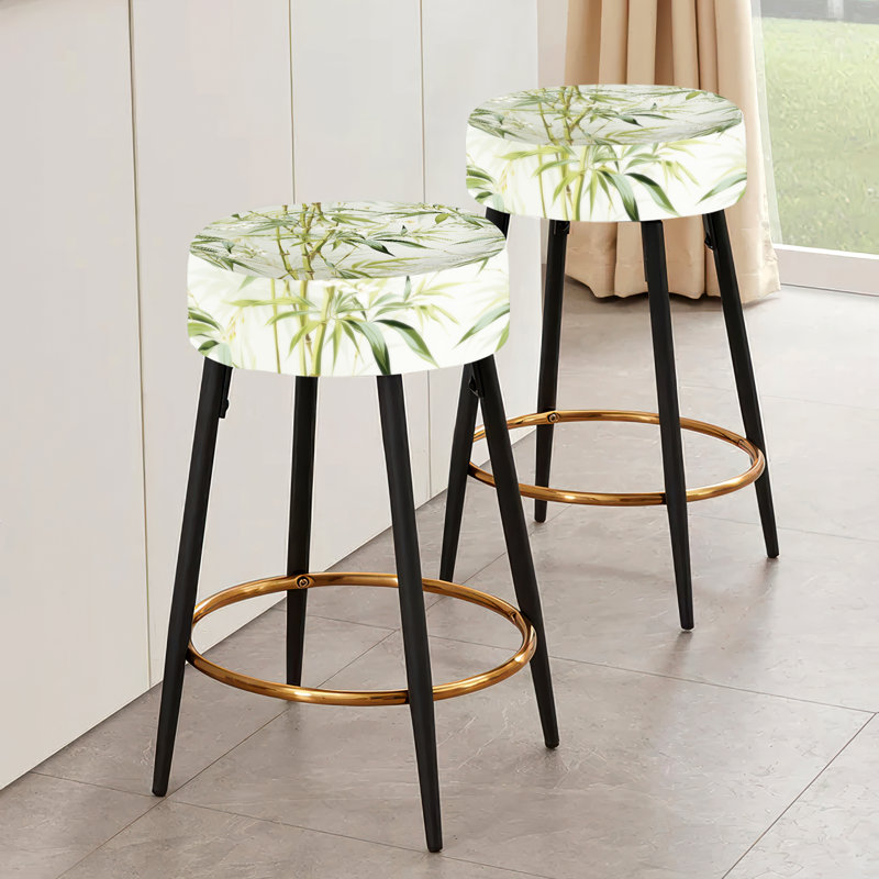 Bamboo Zen Tropical Motif IV - Ensemble de 2 tabourets de bar tropicaux