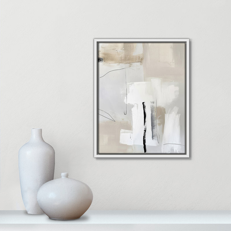 «Neutral Balance II» par Lazar Studio, Framed Canvas, L 12,5 po x H 15,5 po, Flotteur blanc