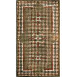 Antique American Tiled Squares Cross Pattern Hooked Rug