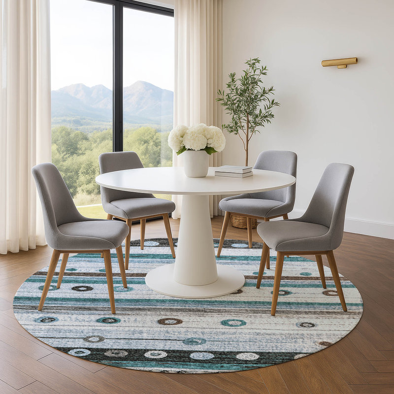 Premium Machine Washable Millbrook AMF1964 Stripes Rug, Round 8'