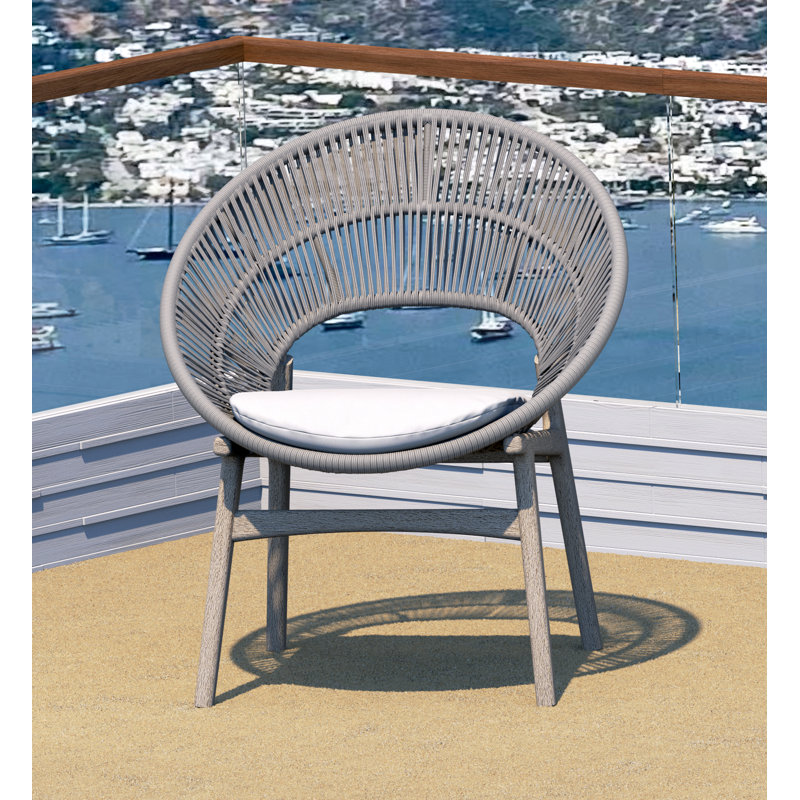 RobasWT Wood Premium All-Weather Wicker Outdoor Dining Armchair