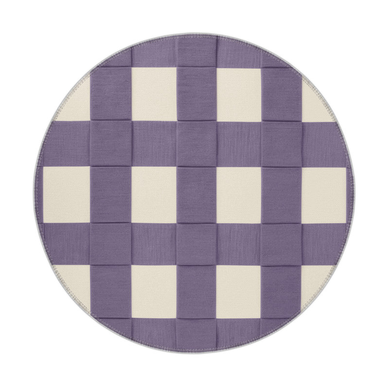 Tapis intérieur / extérieur mauve à carreaux, Rond 5 pi