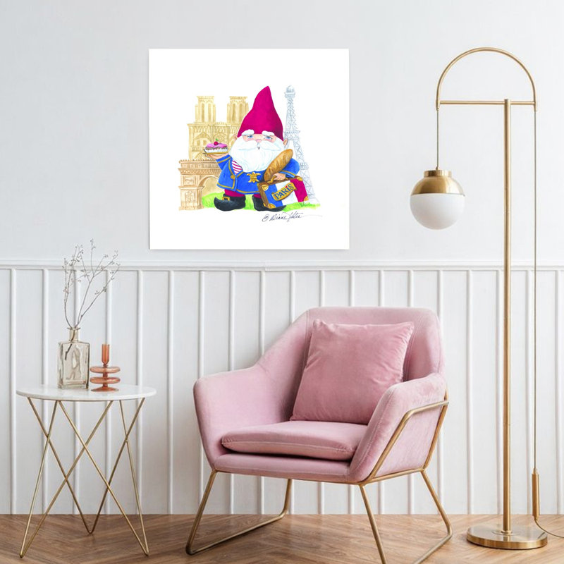 Art contemporain fantaisiste gnome de Paris, H 32 po x l 32 po