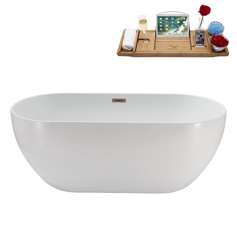 62.2'' x 28.7'' Soaking Acrylic Bathtub, Oil Rubbed Bronze