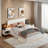 Wooden Floating Platform Bed With Led Lights And Built-in Nightstands-1579754335-1579754334