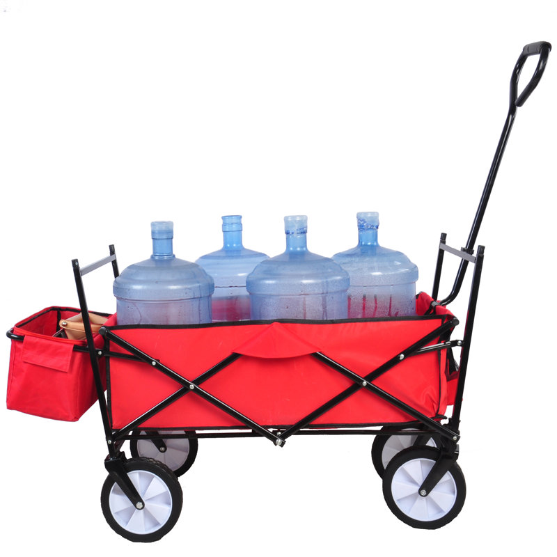 Heavy Duty Folding Portable Hand Cart with Removable Canopy, Red, 3.77' H x 4.1' W x 1.7' D