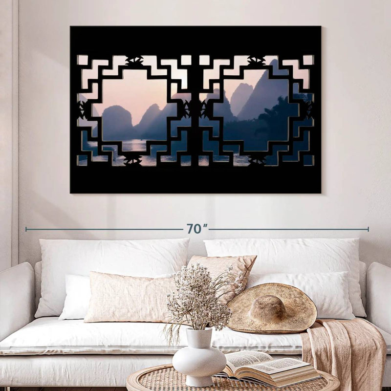 Lilie Asian Window Mountain, 34" H x 51" W