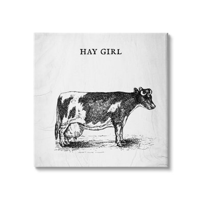 Hay Girl Funny Phrase Farmhouse Dairy Cow Pun - Graphic Art -  Stupell Industries, ak-100_cn_24x24